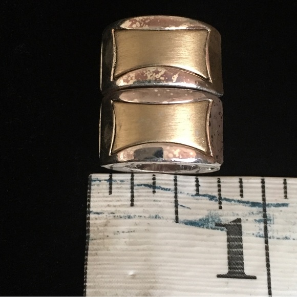 VINTAGE Monet Gold and Silver Tone Clip On Earrings - Picture 10 of 11